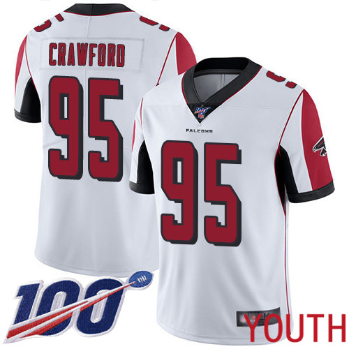 Atlanta Falcons Limited White Youth Jack Crawford Road Jersey NFL Football #95 100th Season Vapor Untouchable